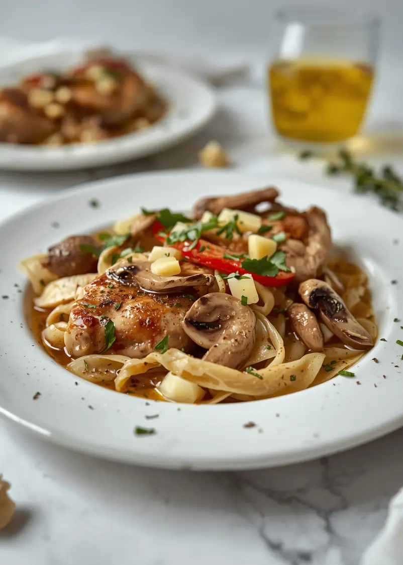 elegant one pan chicken mushroom ready to serve
