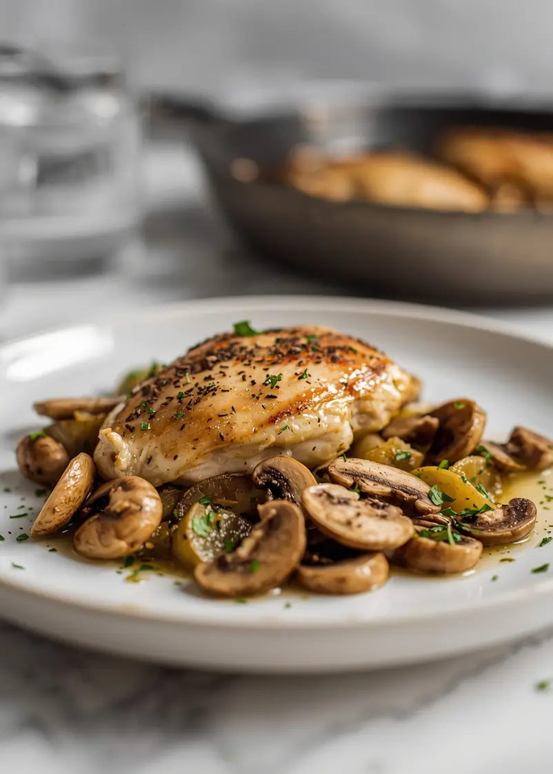 elegant one pan chicken mushroom ready to serve