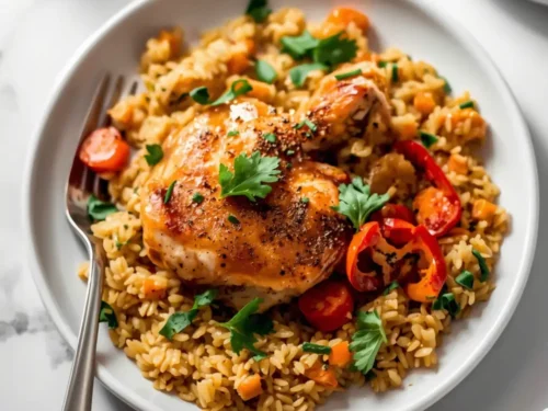 elegant one pan chicken rice summer