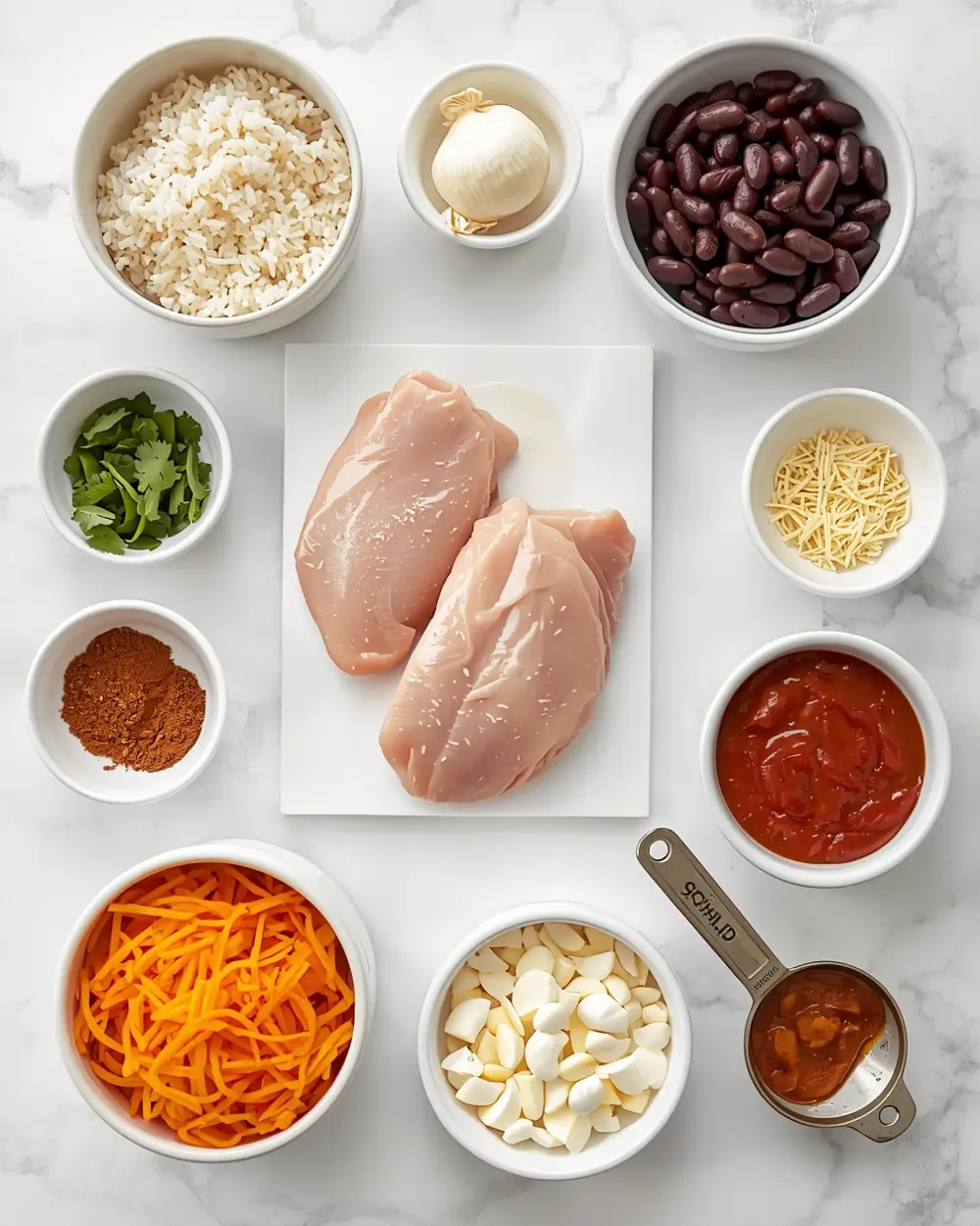 Ingredients for elegant slow cooker chicken enchilada