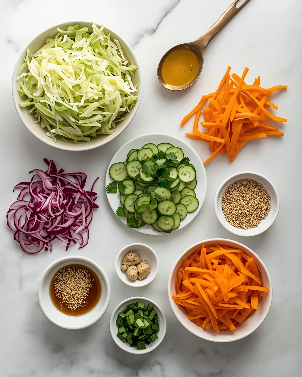 Ingredients for elegant summer Asian slaw