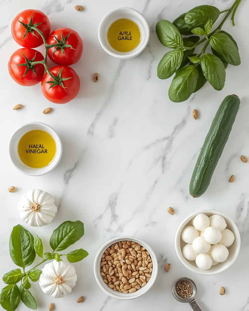 Ingredients for elegant summer caprese salad