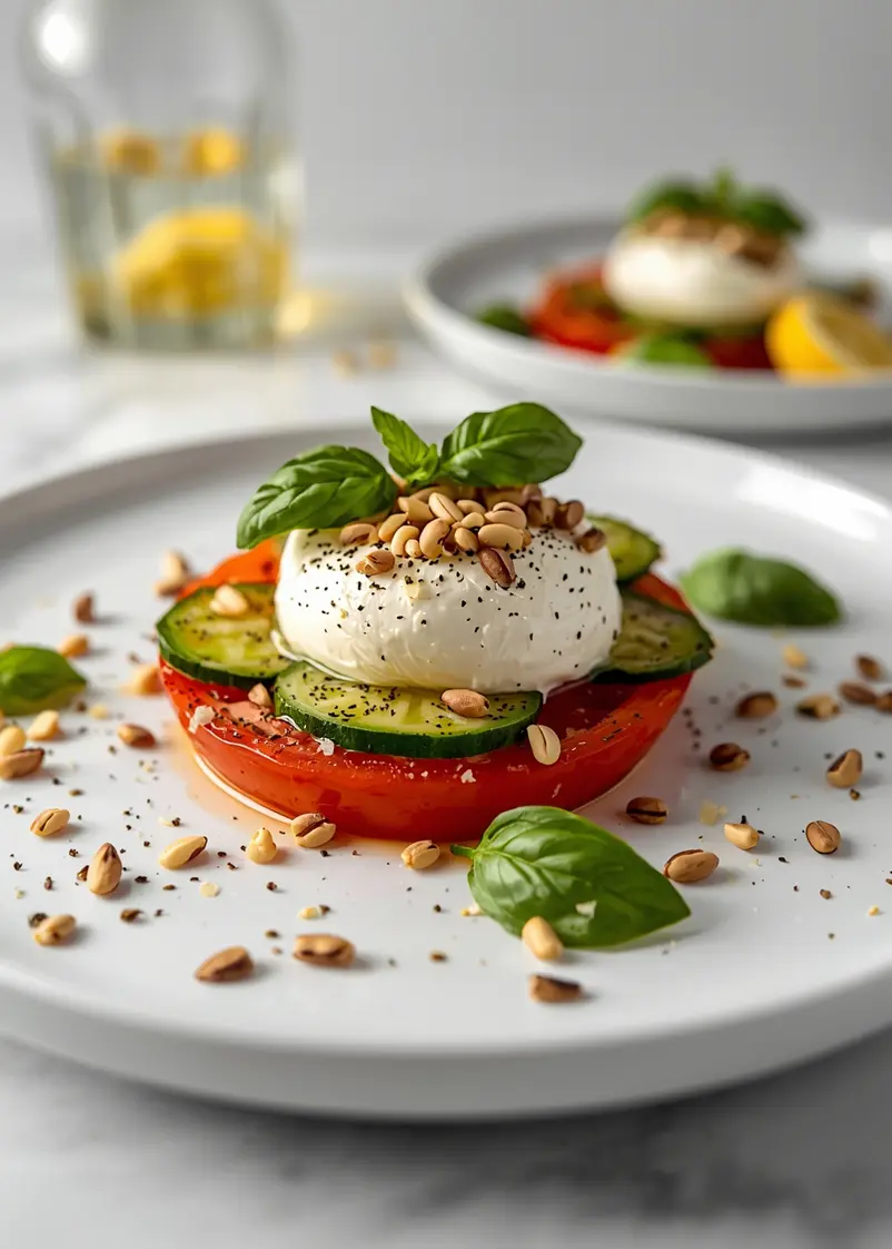 elegant summer caprese salad ready to serve