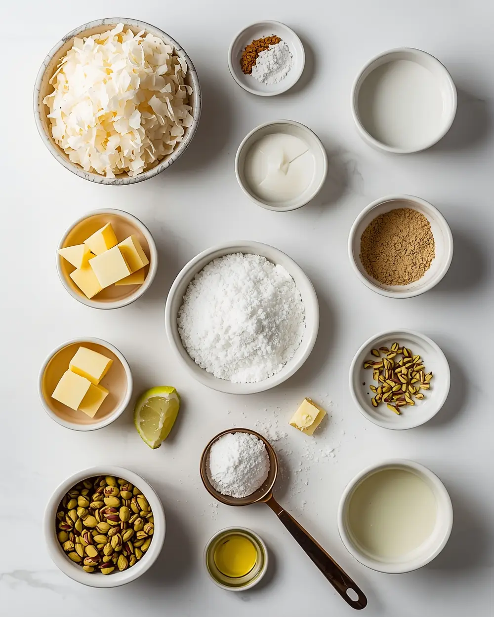 Ingredients for elegant summer coconut macaroons