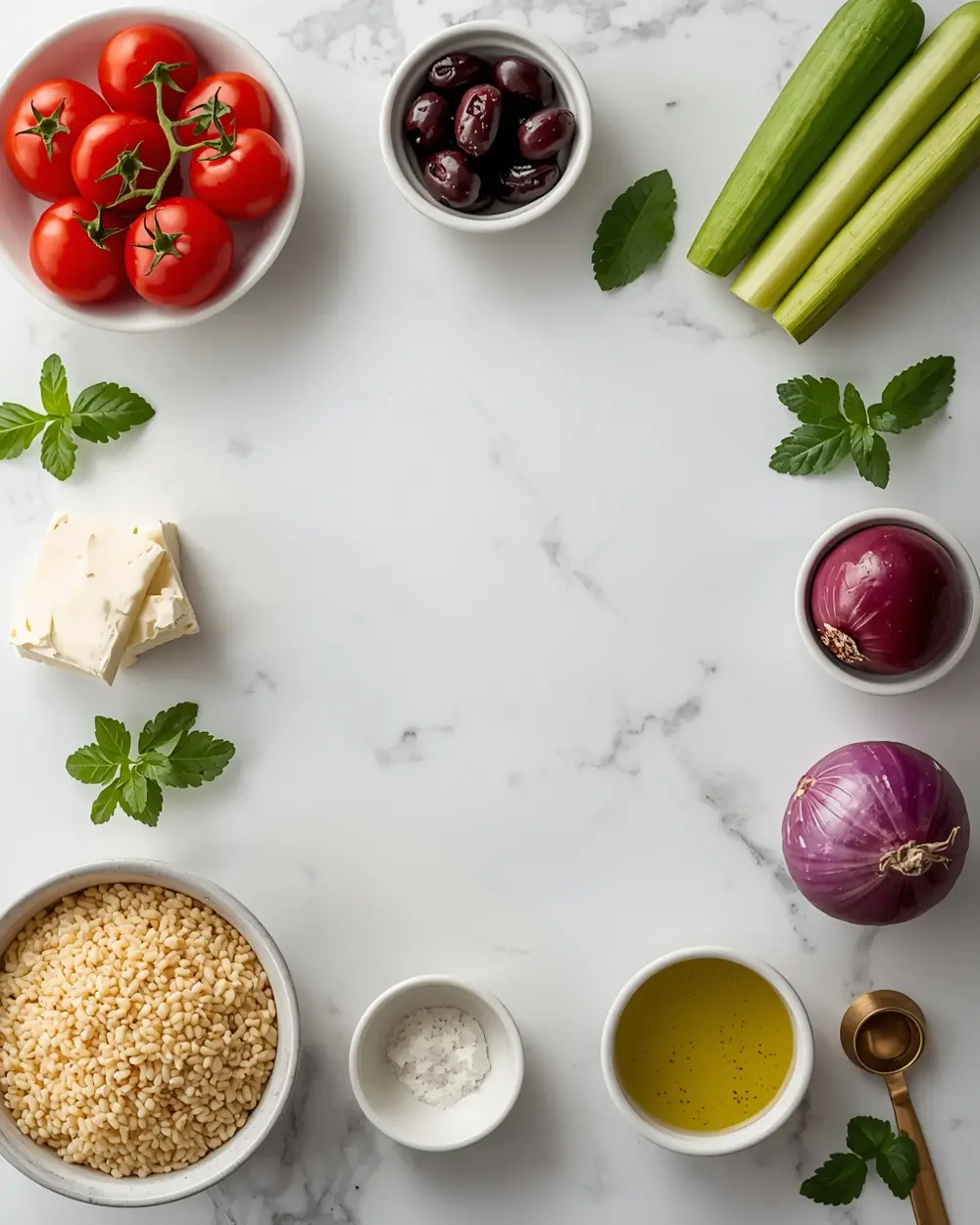 Ingredients for elegant summer couscous salad