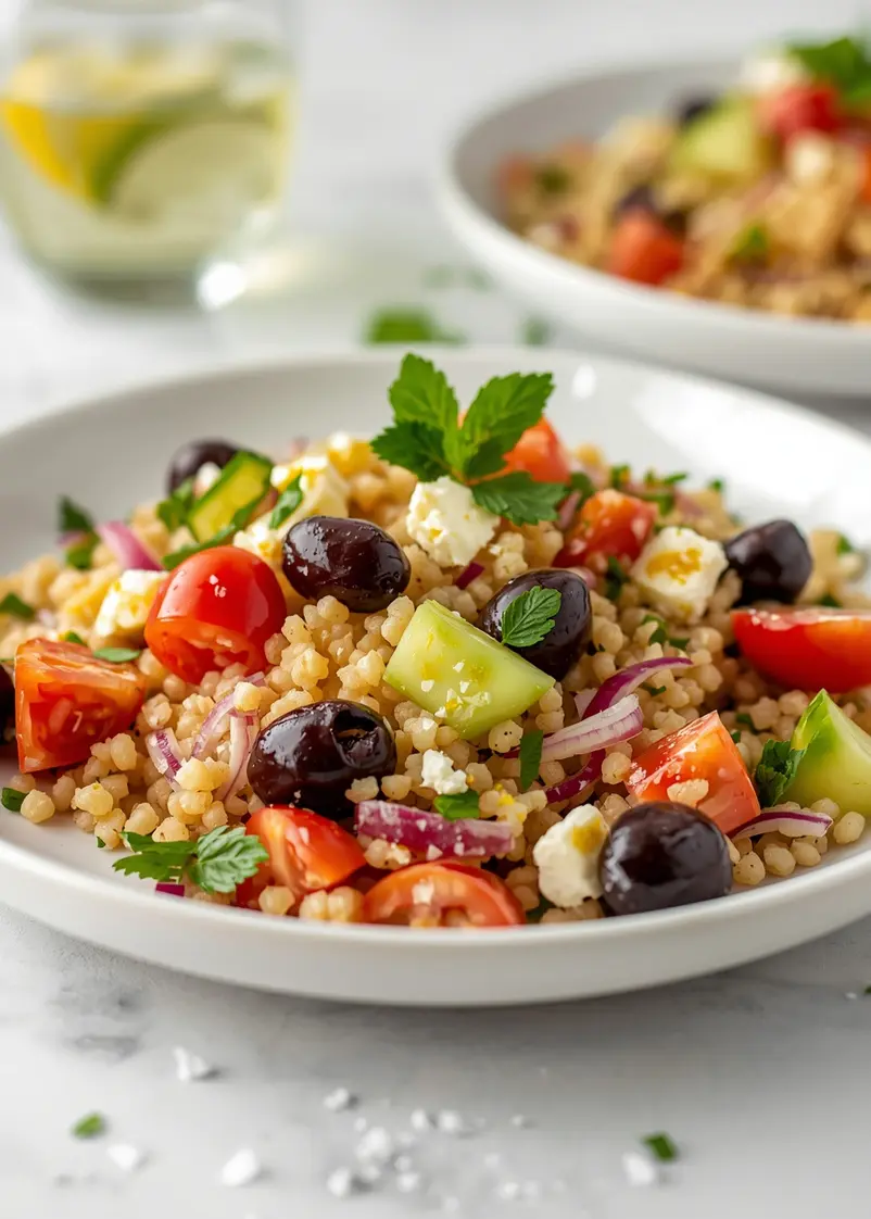 elegant summer couscous salad ready to serve