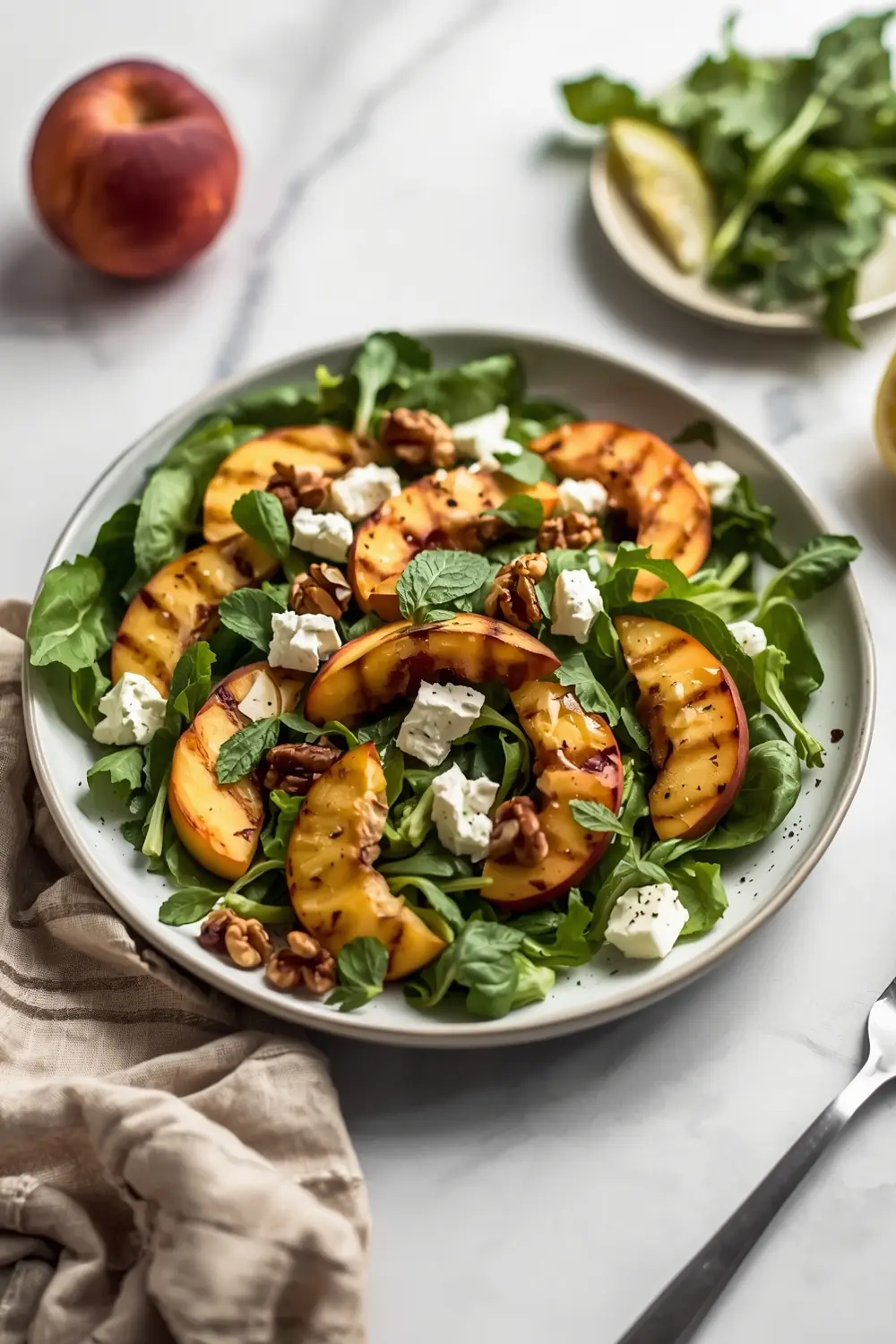 elegant summer grilled peach salad
