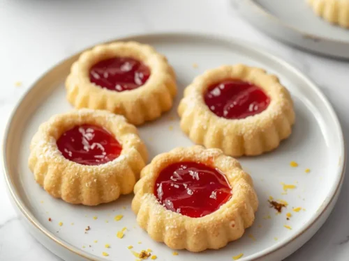 elegant summer strawberry thumbprint cookies