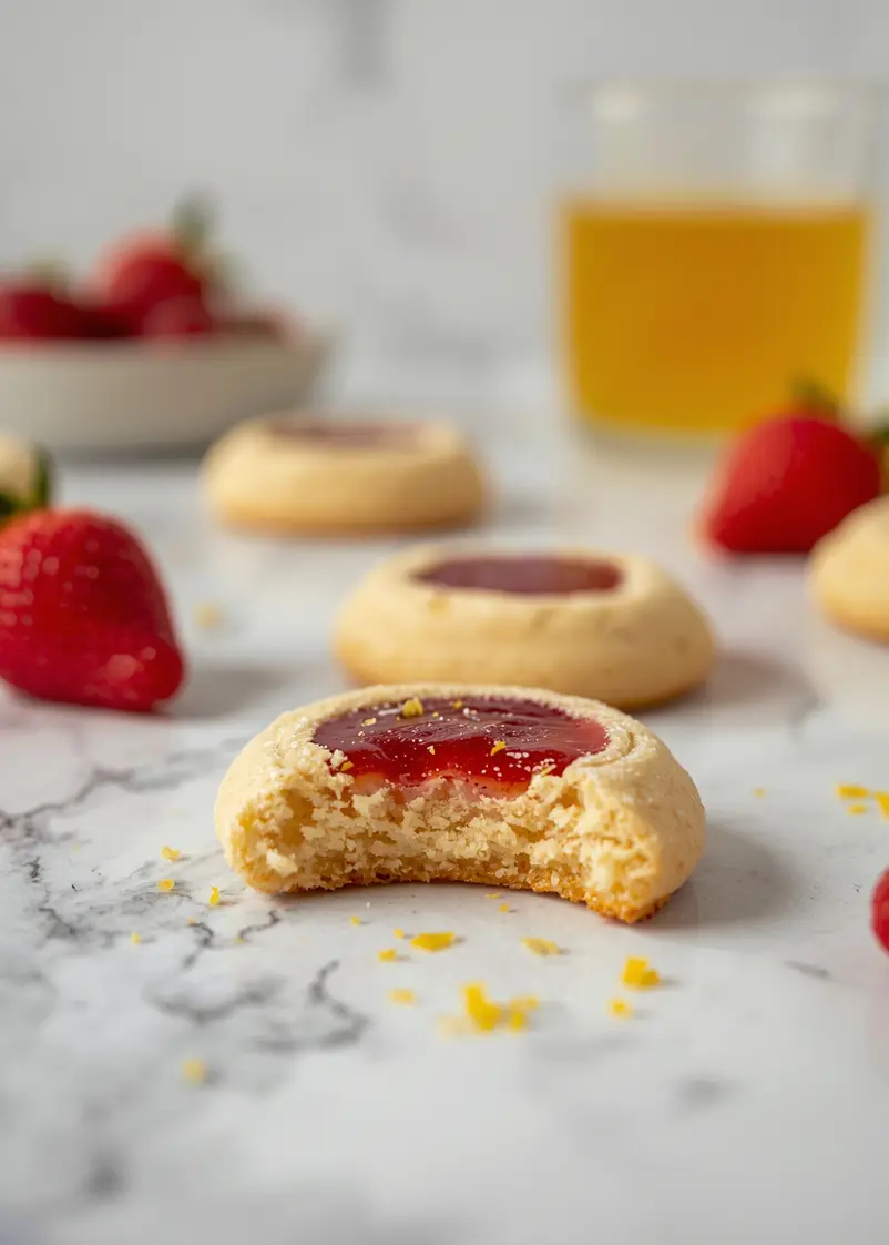 elegant summer strawberry thumbprint cookies ready to serve