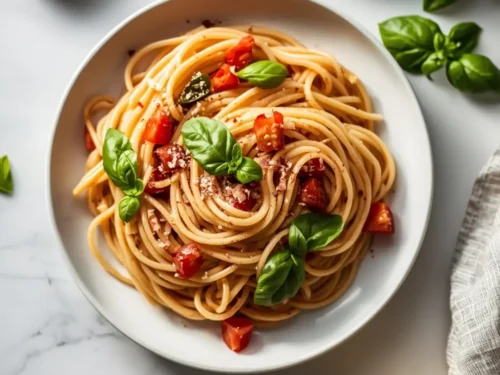 elegant summer tomato basil pasta