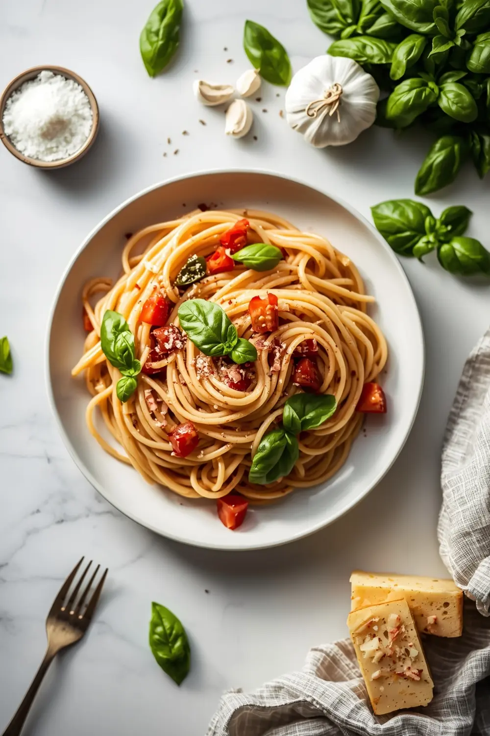 elegant summer tomato basil pasta