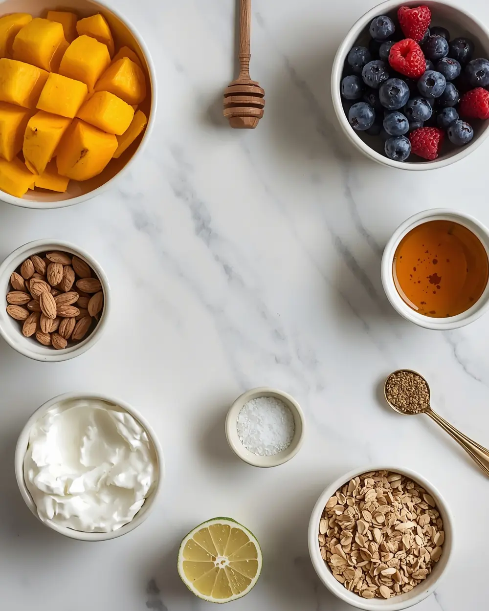 Ingredients for elegant summer yogurt parfaits