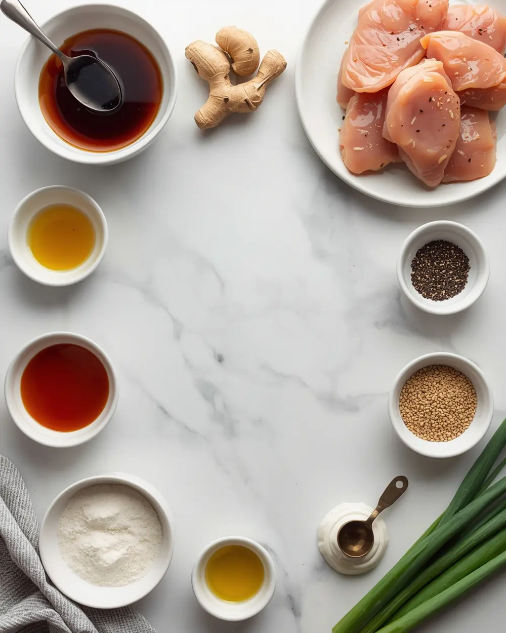Ingredients for elegant teriyaki grilled chicken summer