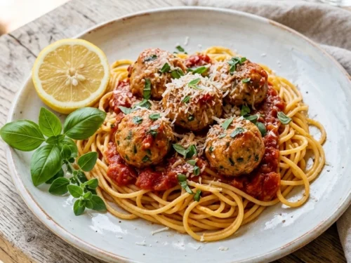 Beautiful Spaghetti and Turkey Meatballs for an Elegant Italian Dinner