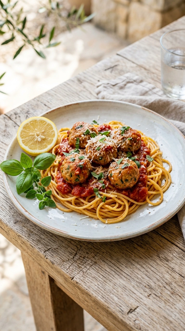 Beautiful Spaghetti and Turkey Meatballs for an Elegant Italian Dinner