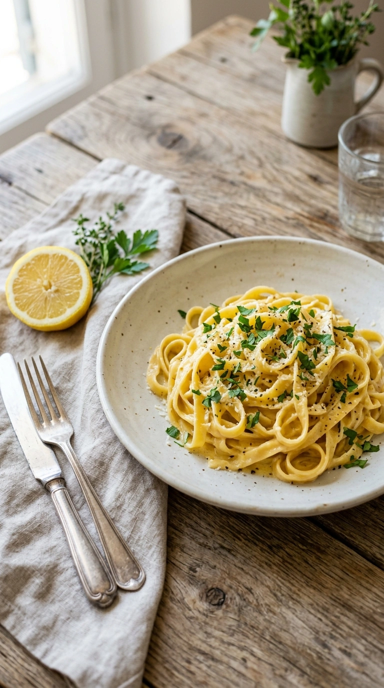 beautiful fettuccine alfredo elegant ready to serve