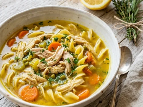 Beautiful Summer Chicken Noodle Soup for an Elegant Comforting Dinner