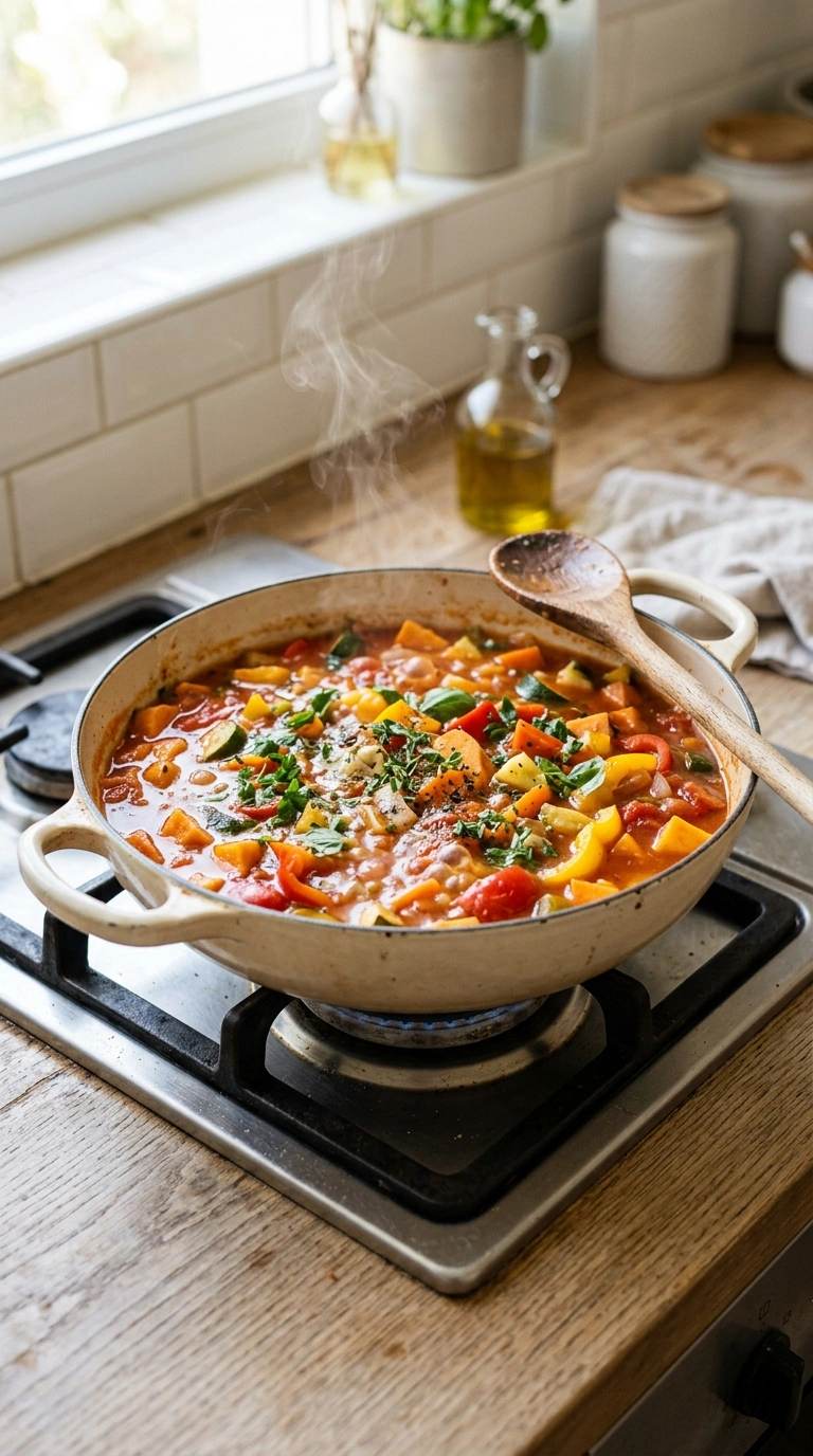 Cooking instructions for beautiful summer vegetable stew