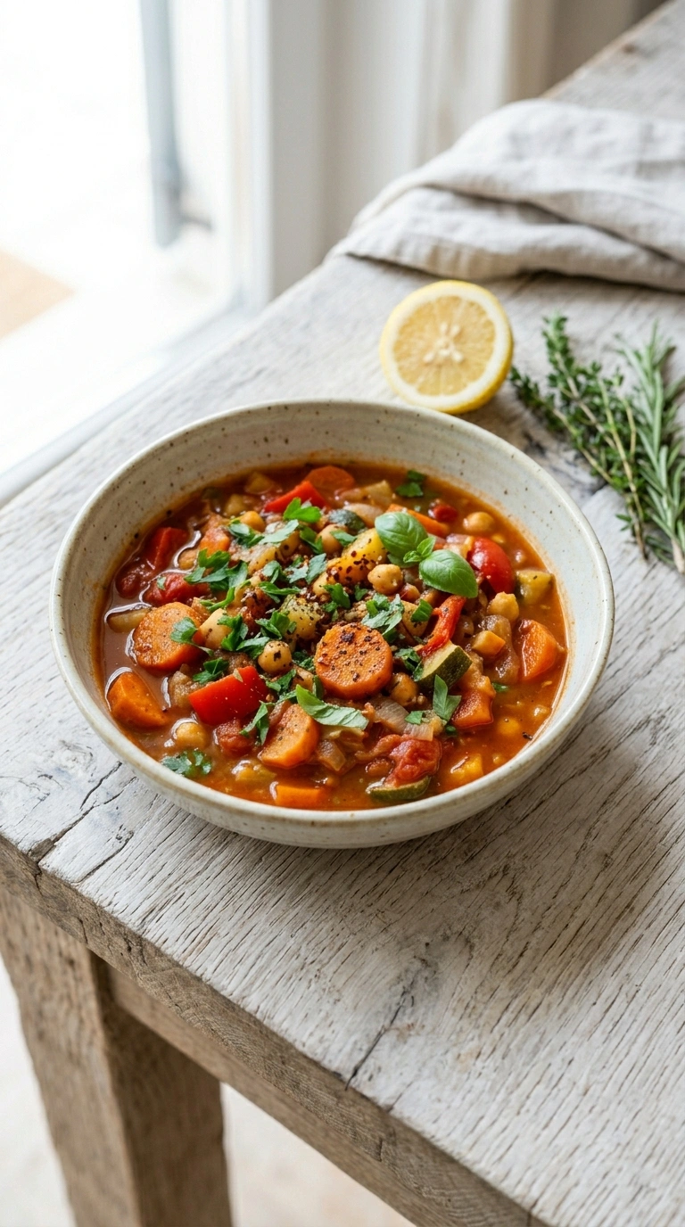Beautiful Summer Vegetable Stew for an Elegant Meatless Summer Dinner