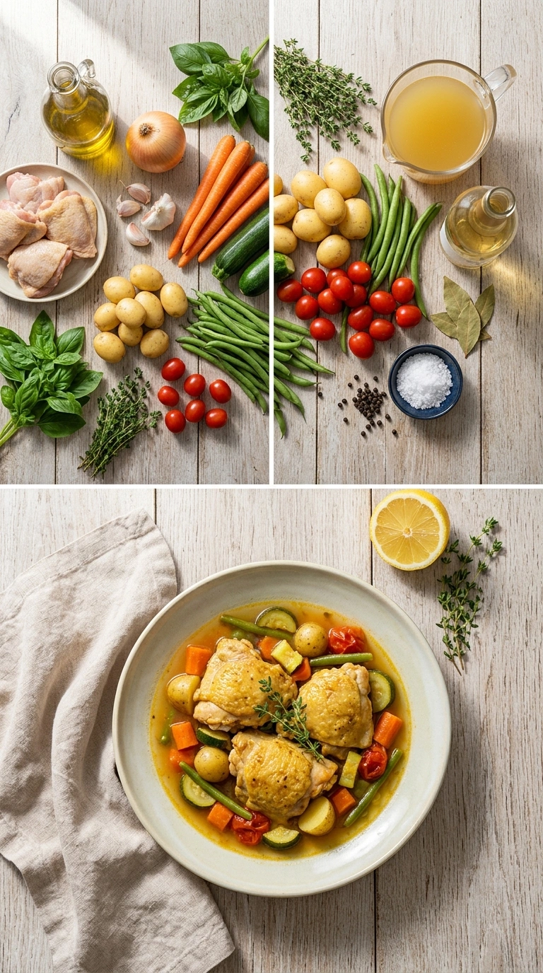 elegant summer chicken stew ready to serve