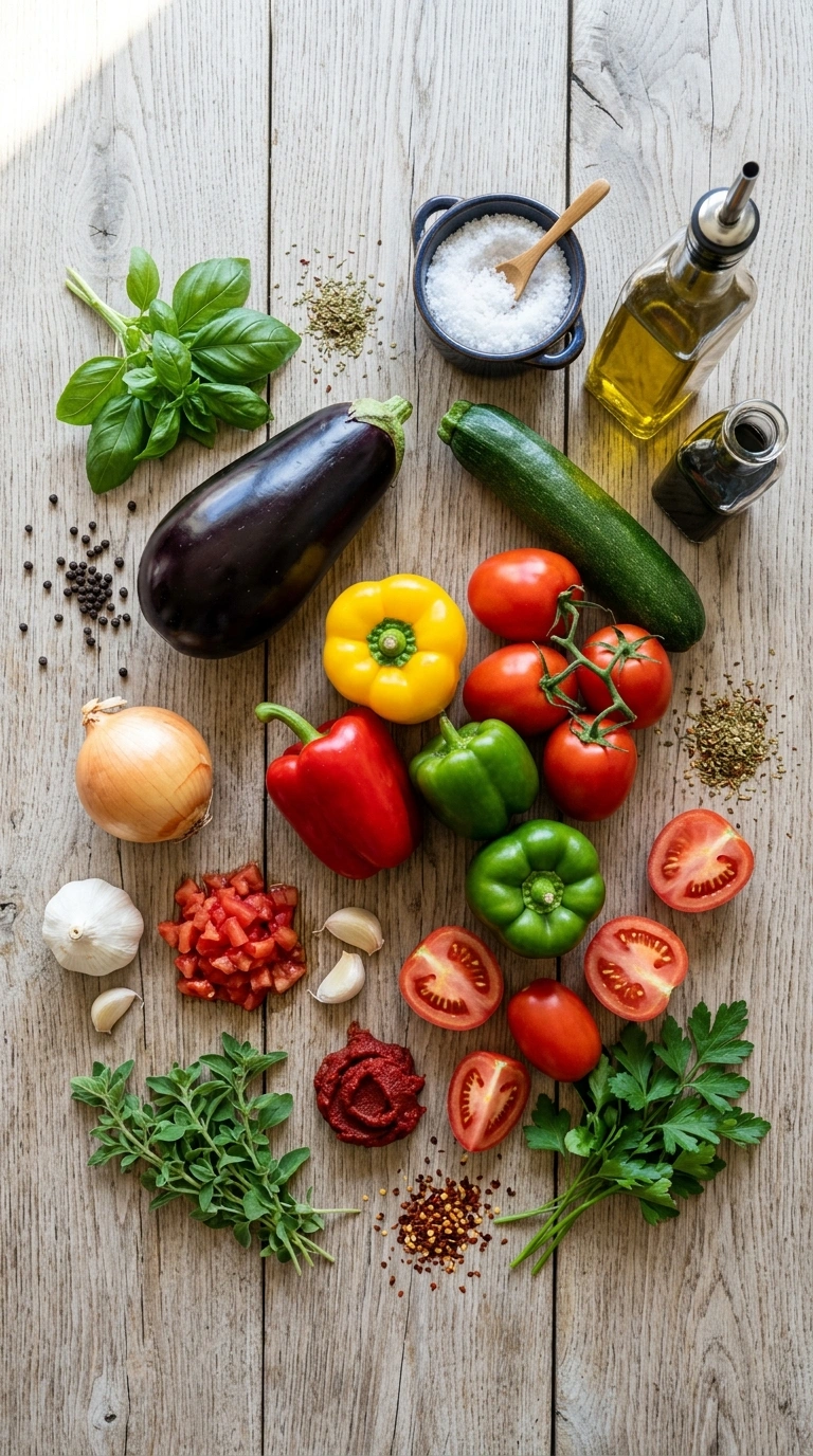Ingredients for stunning summer ratatouille stew