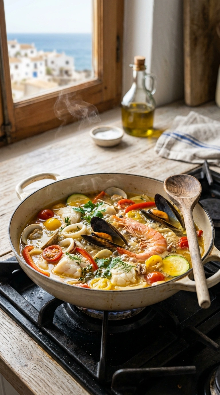 Cooking instructions for beautiful summer seafood stew