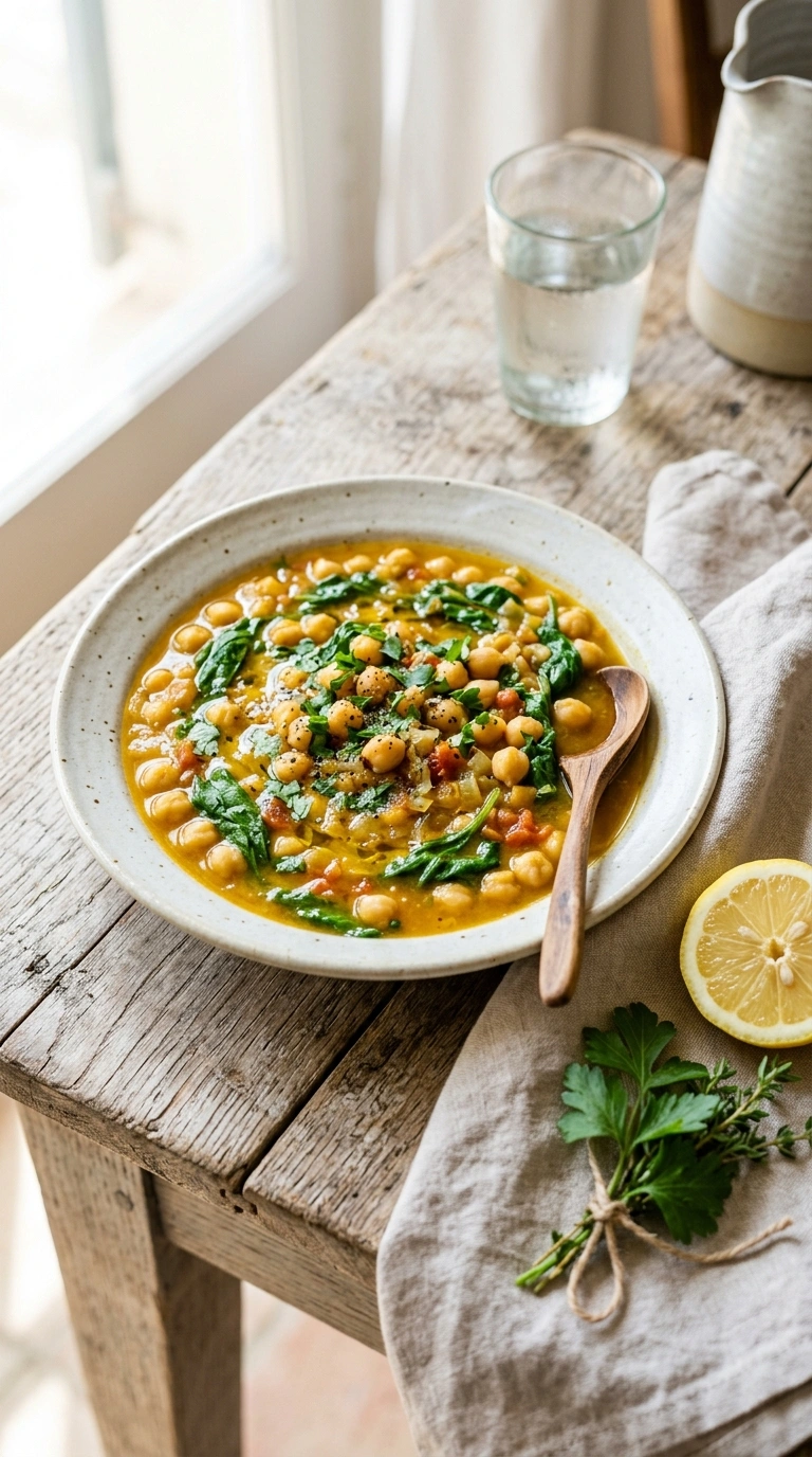 elegant summer chickpea stew ready to serve