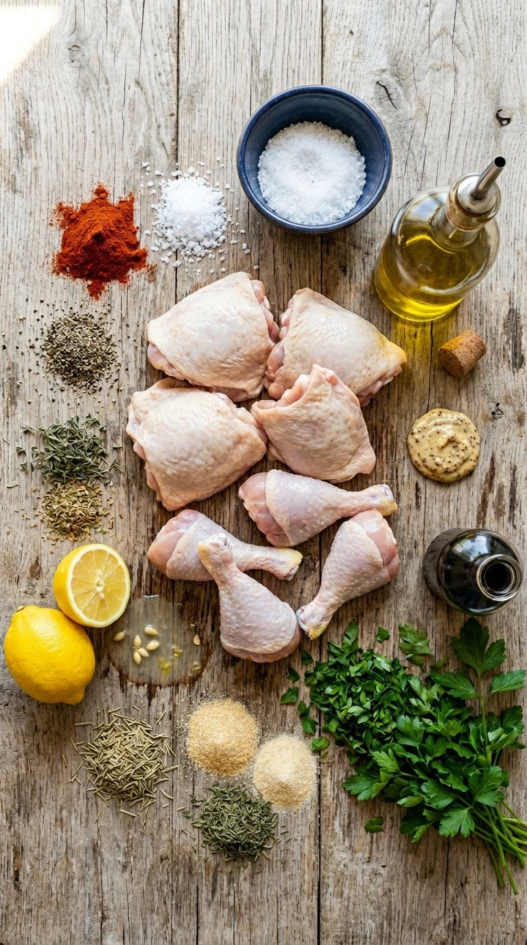 Ingredients for beautiful air fryer chicken thighs