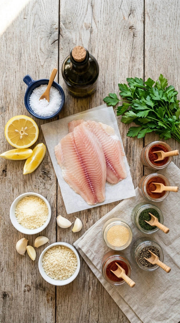 Ingredients for beautiful air fryer tilapia