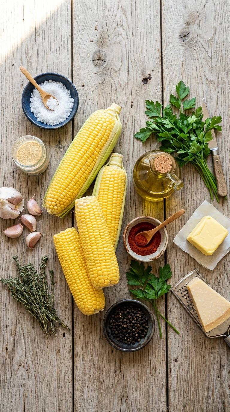 Ingredients for beautiful air fryer corn on the cob