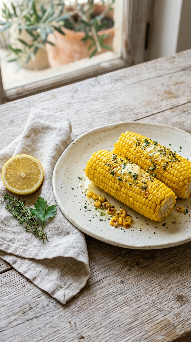 beautiful air fryer corn on the cob ready to serve