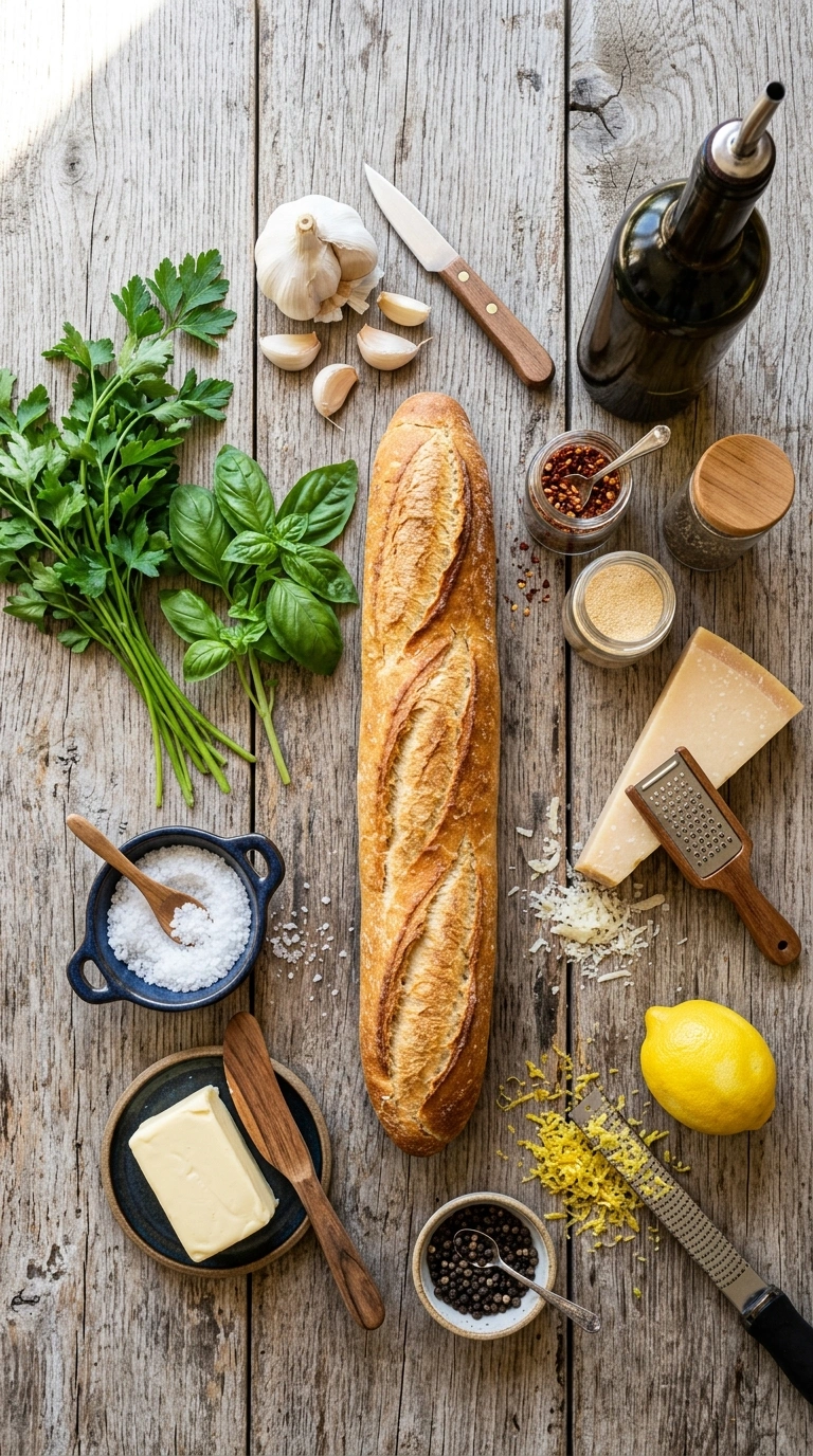 Ingredients for beautiful air fryer garlic bread