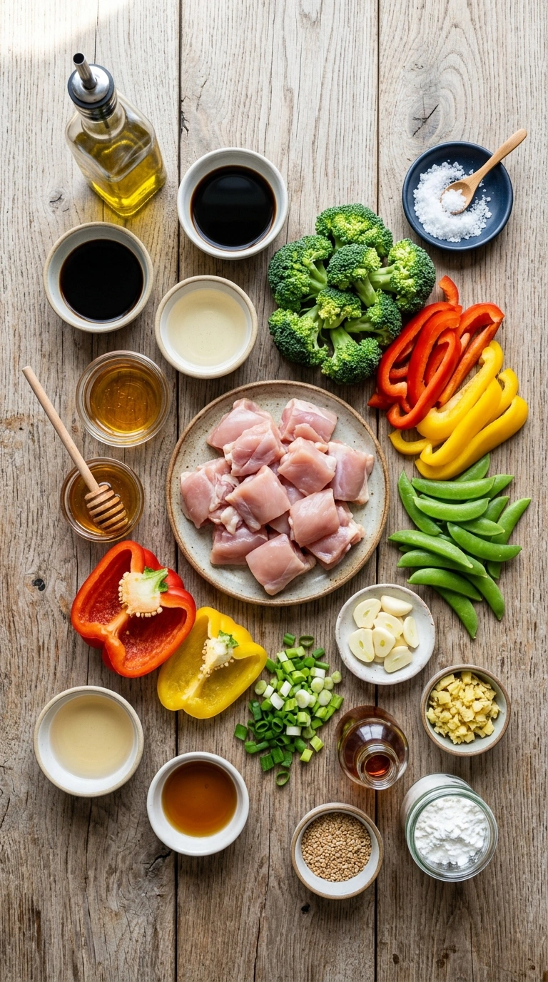 Ingredients for elegant sheet pan teriyaki chicken