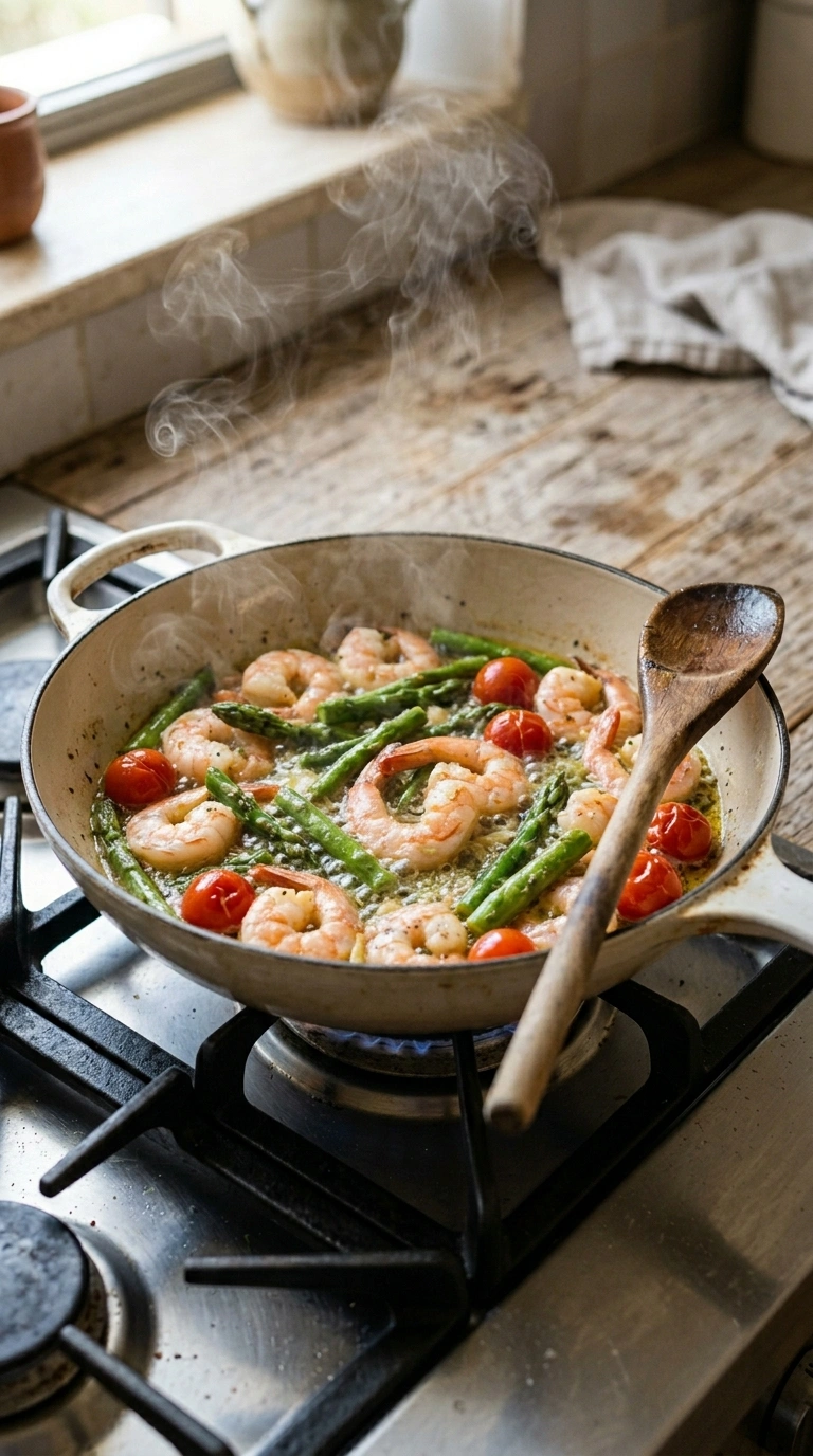 Cooking instructions for stunning sheet pan garlic shrimp