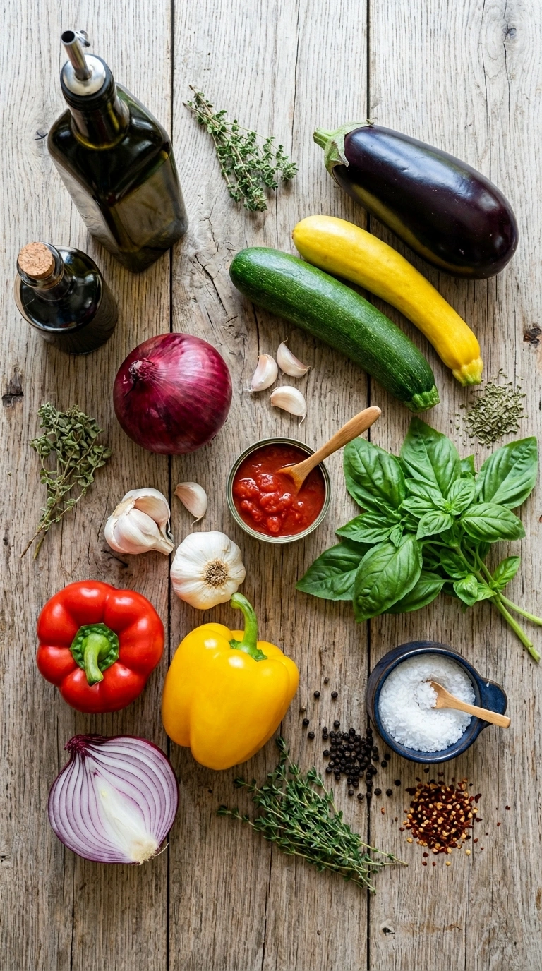 Ingredients for stunning sheet pan ratatouille elegant