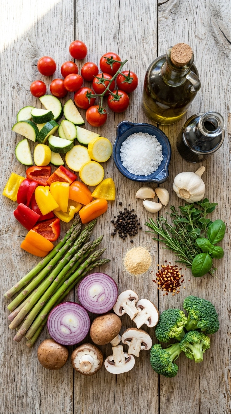 Ingredients for beautiful sheet pan roasted vegetables