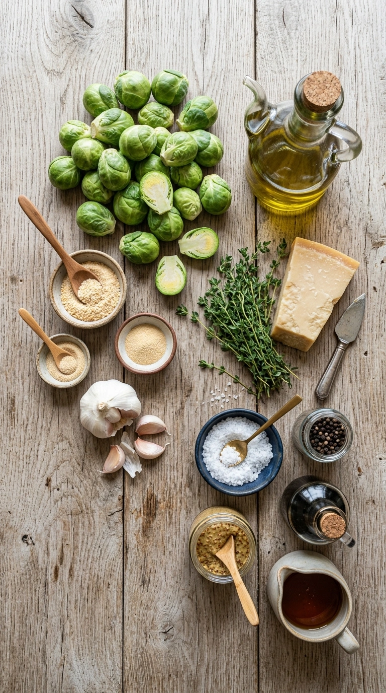 Ingredients for beautiful sheet pan brussels sprouts