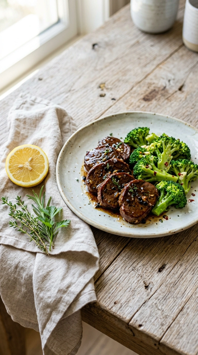 elegant slow cooker beef and broccoli ready to serve