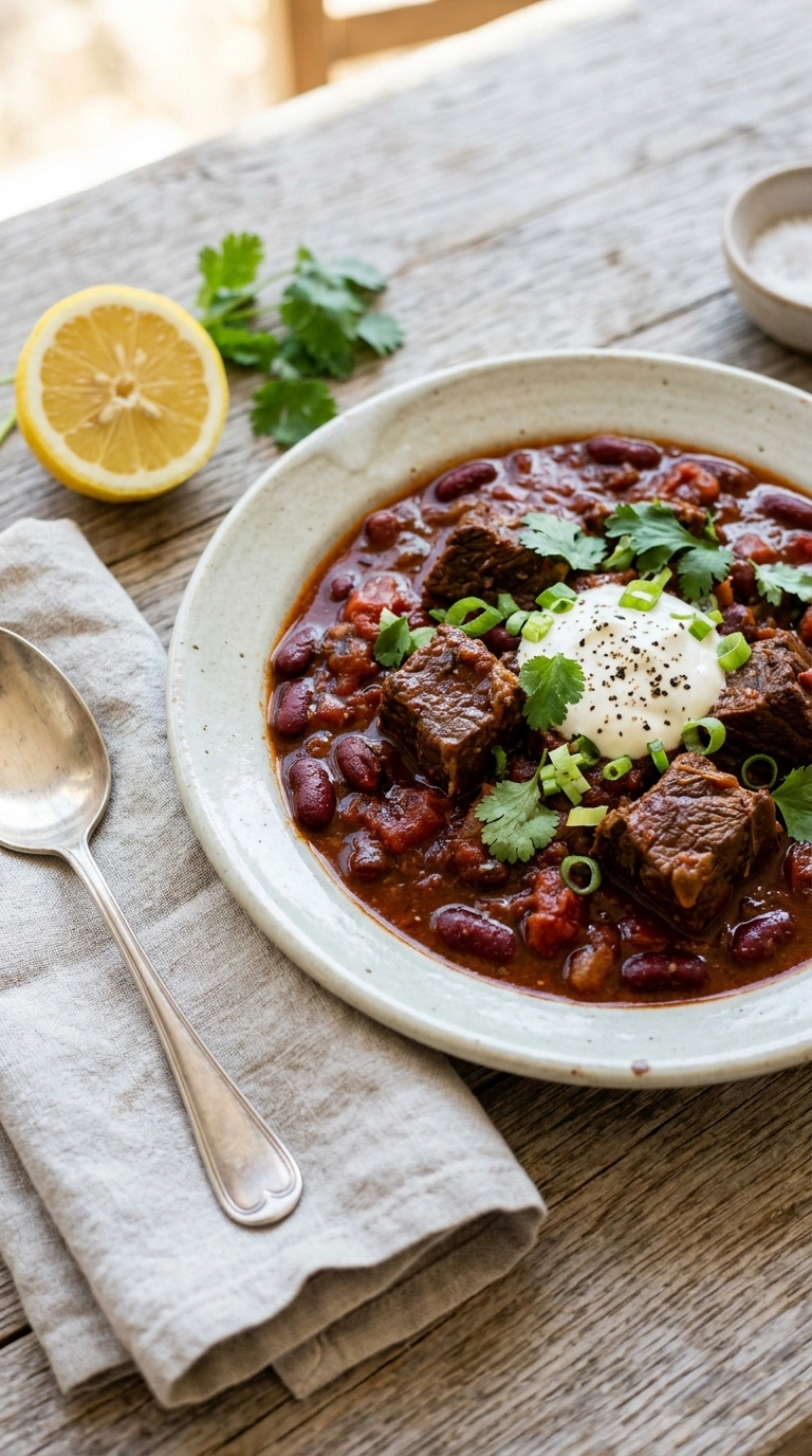 stunning slow cooker beef chili ready to serve