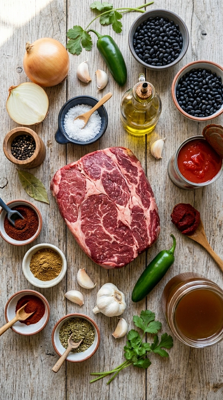 Ingredients for stunning slow cooker beef chili