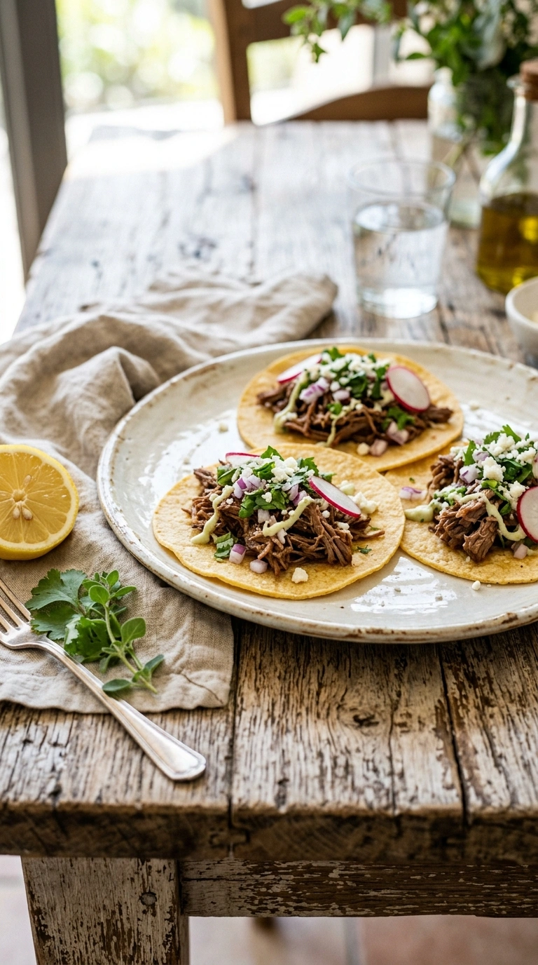 beautiful slow cooker beef tacos ready to serve