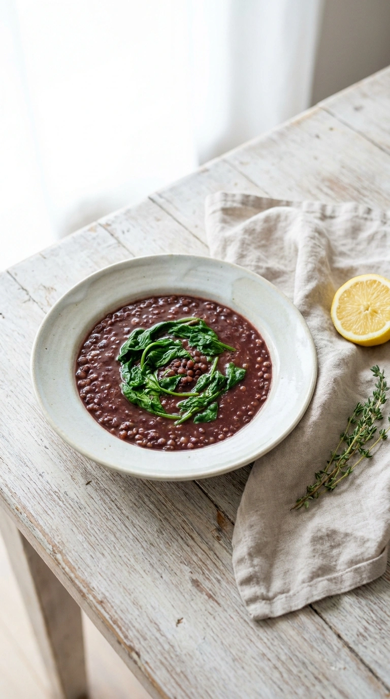 beautiful slow cooker lentil soup ready to serve