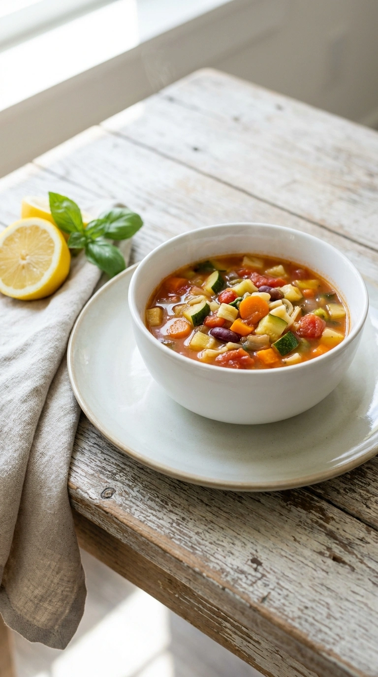 elegant slow cooker minestrone ready to serve