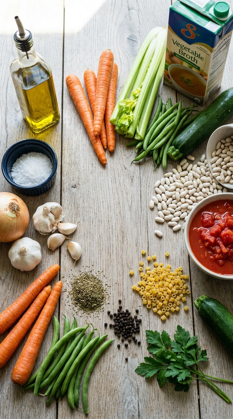 Ingredients for elegant slow cooker minestrone