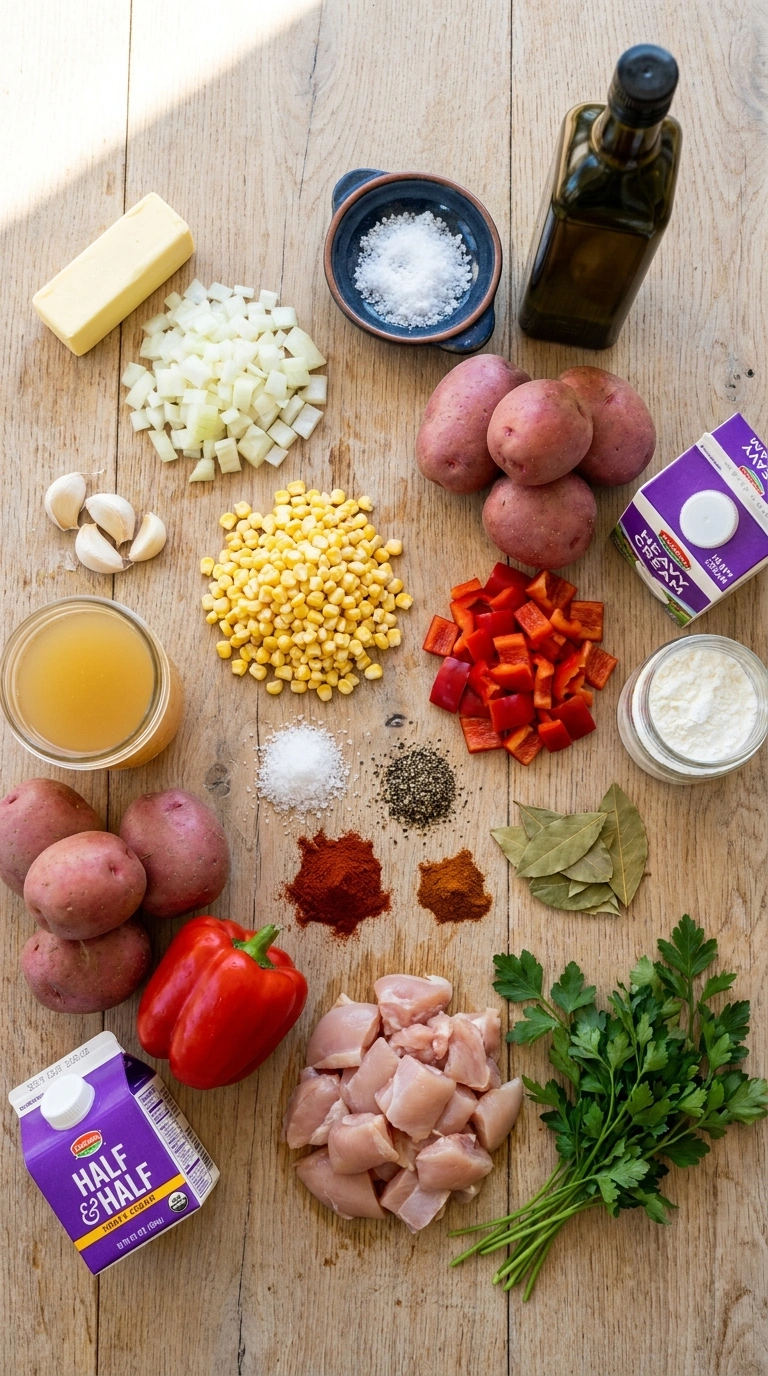 Ingredients for stunning slow cooker corn chowder