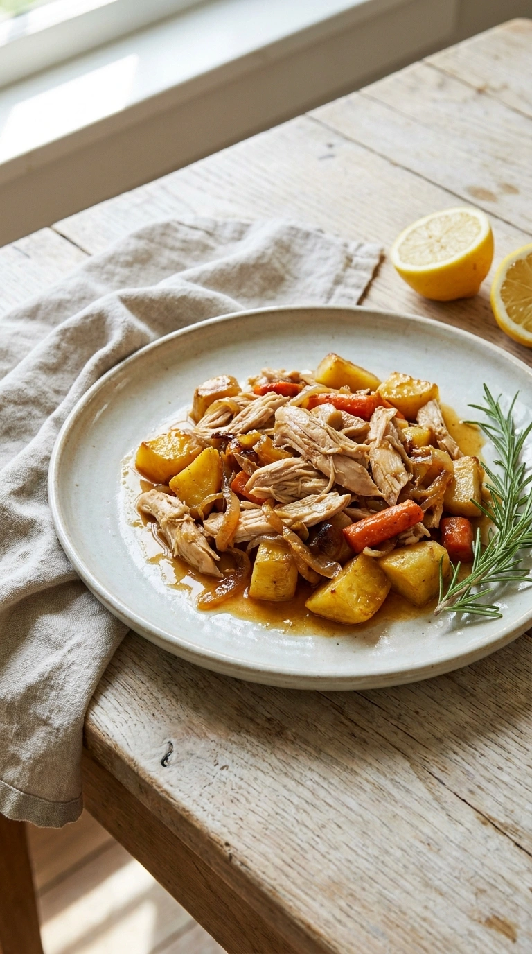 beautiful slow cooker shredded chicken ready to serve