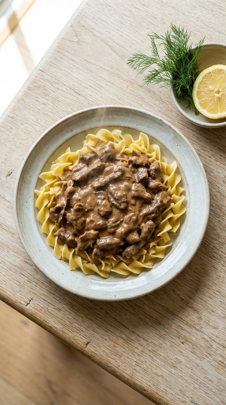 Beautiful Slow Cooker Beef Stroganoff for an Elegant Creamy Comfort Dinner