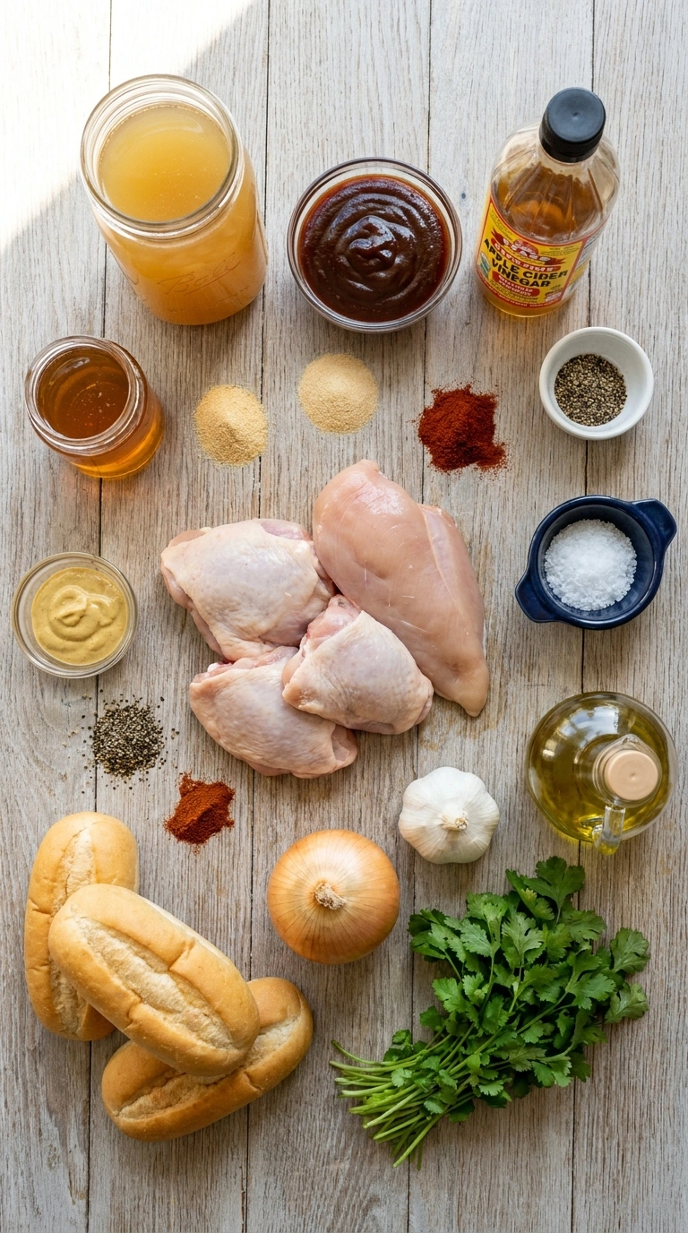 Ingredients for elegant slow cooker pulled chicken