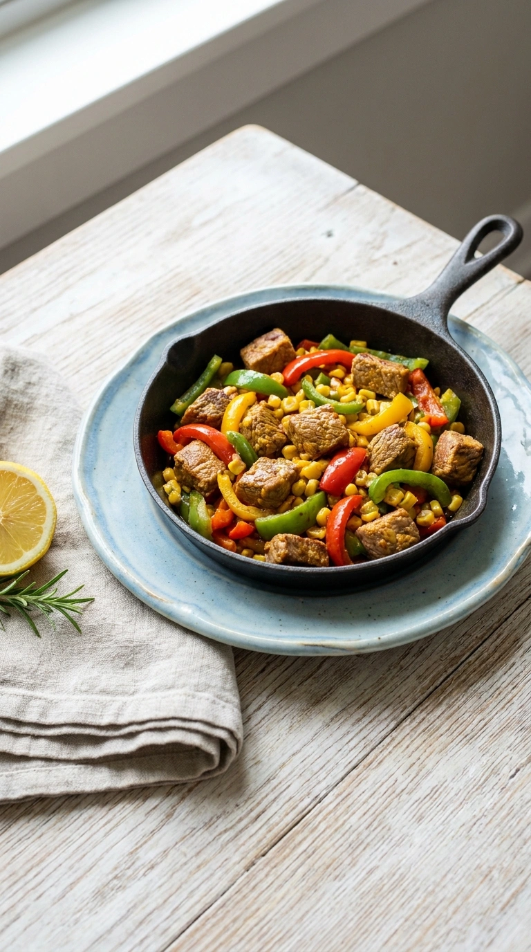 beautiful ground beef taco skillet ready to serve