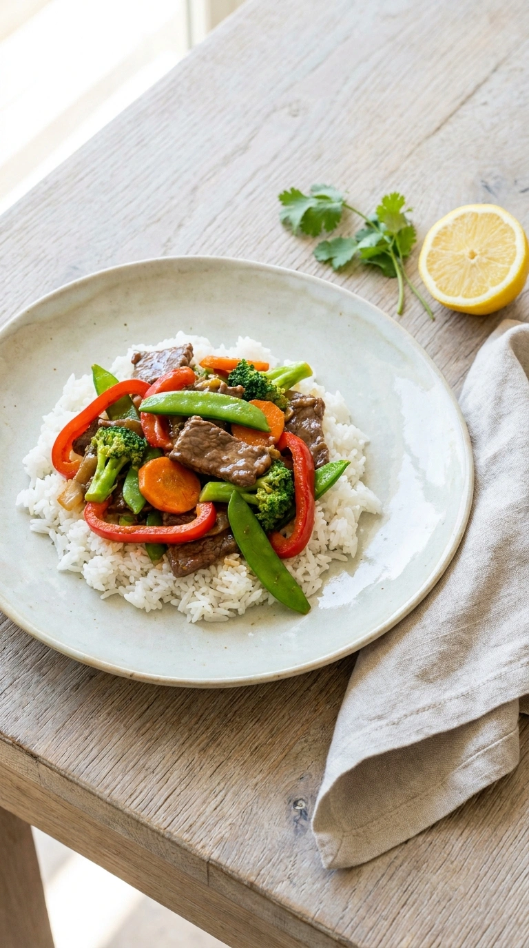 elegant ground beef stir fry ready to serve